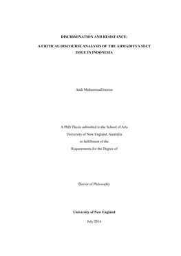 A Critical Discourse Analysis of the Ahmadiyya Sect Issue in Indonesia