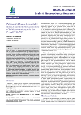 Parkinson's Disease Research by India