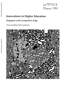 Innovations in Higher Education Singapore at the Competitive Edge