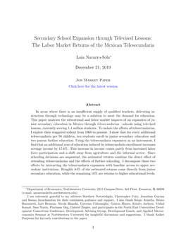 Secondary School Expansion Through Televised Lessons: the Labor Market Returns of the Mexican Telesecundaria