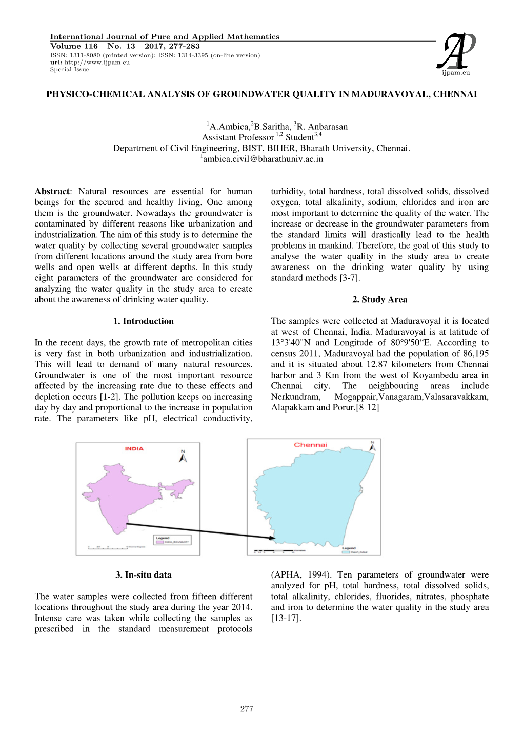 Physico-Chemical Analysis of Groundwater Quality in Maduravoyal, Chennai