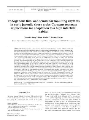 Endogenous Tidal and Semilunar Moulting Rhythms in Early Juvenile Shore Crabs Carcinusmaenas: Implications for Adaptation to a High Intertidal Habitat