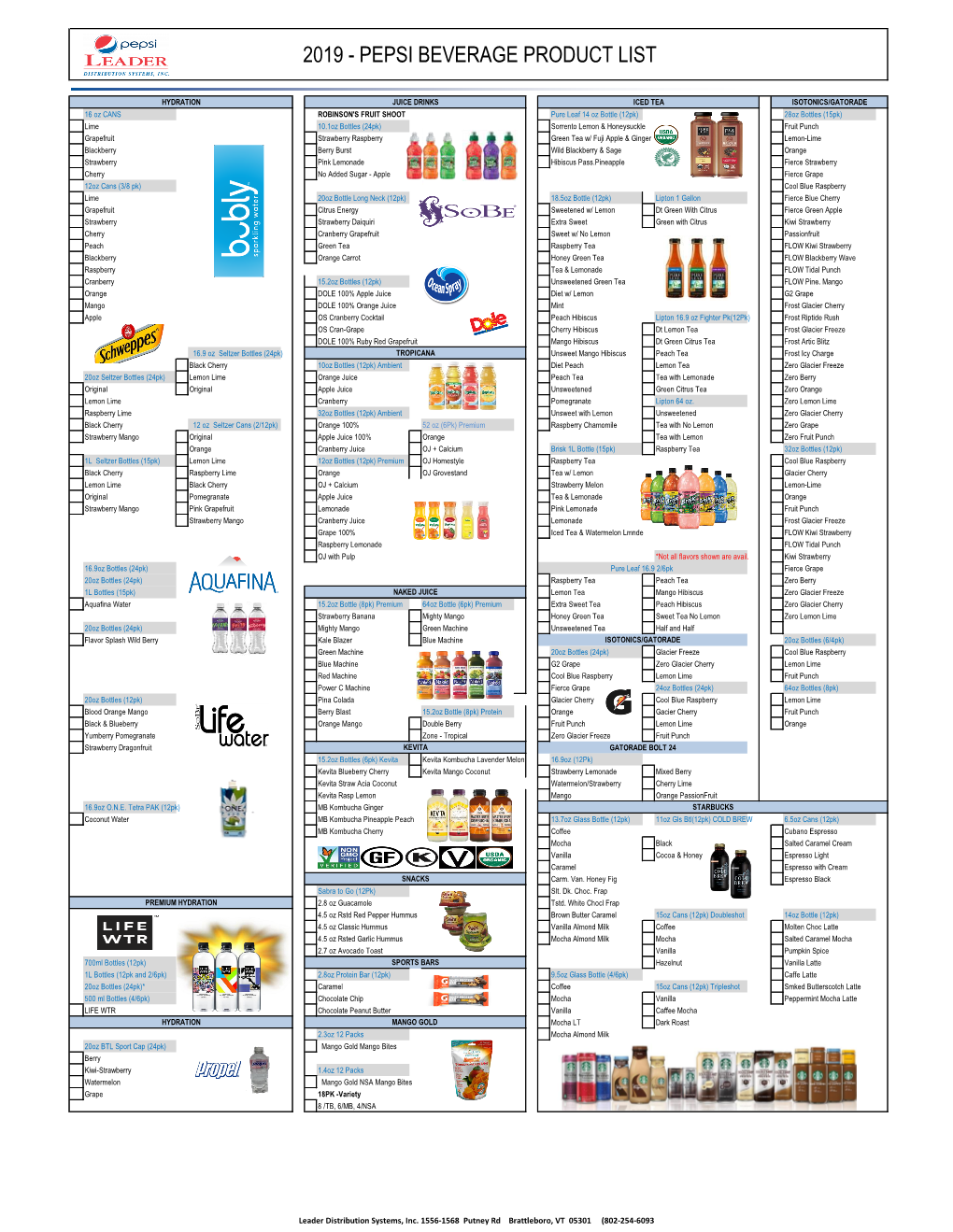 Beverage Product List