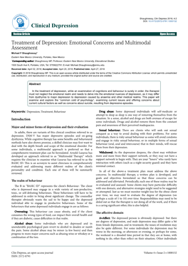 Treatment of Depression: Emotional Concerns and Multimodal