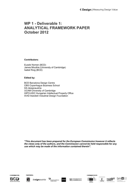 WP 1 - Deliverable 1: ANALYTICAL FRAMEWORK PAPER October 2012
