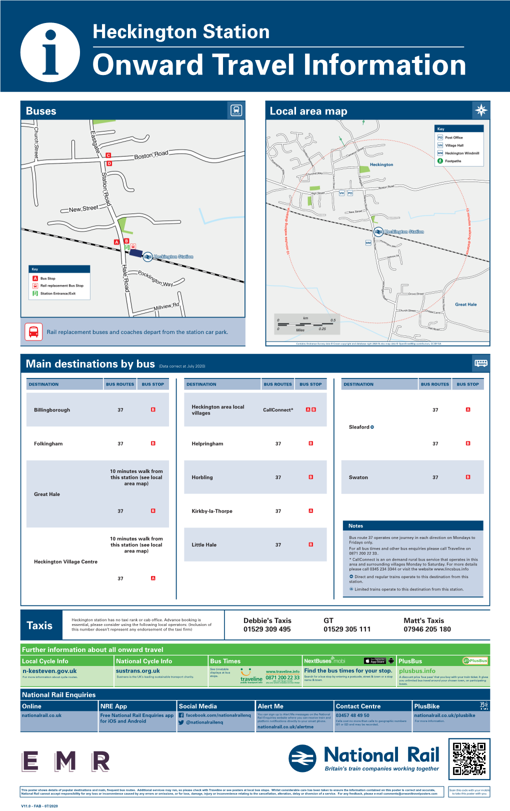 Heckington Station I Onward Travel Information Buses Local Area Map