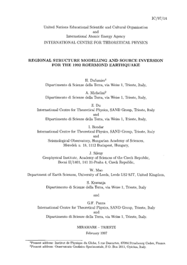 Regional Structure Modelling and Source Inversion for the 1992 Roermond Earthquake