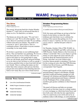 WAMC Program Guide October 2015 - Volume 21 Issue 10 Here Comes the October Fund Drive!
