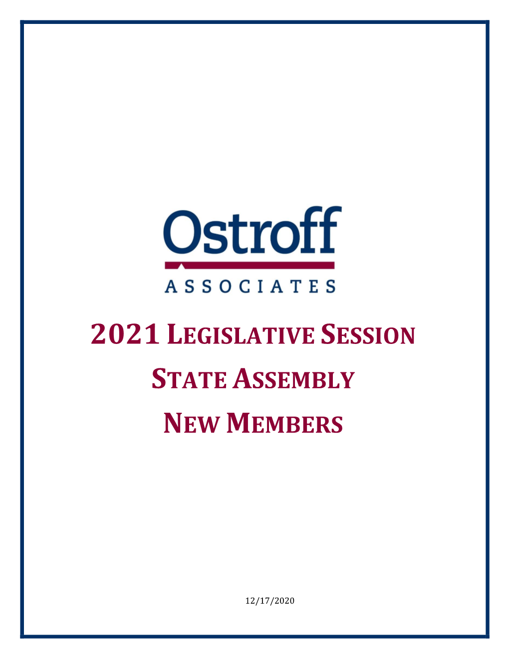 2021Legislative Session State Assembly New Members