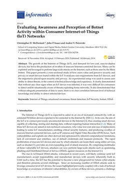 Evaluating Awareness and Perception of Botnet Activity Within Consumer Internet-Of-Things (Iot) Networks