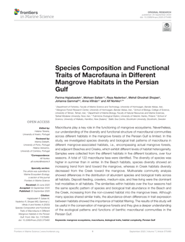 Species Composition and Functional Traits of Macrofauna in Different Mangrove Habitats in the Persian Gulf
