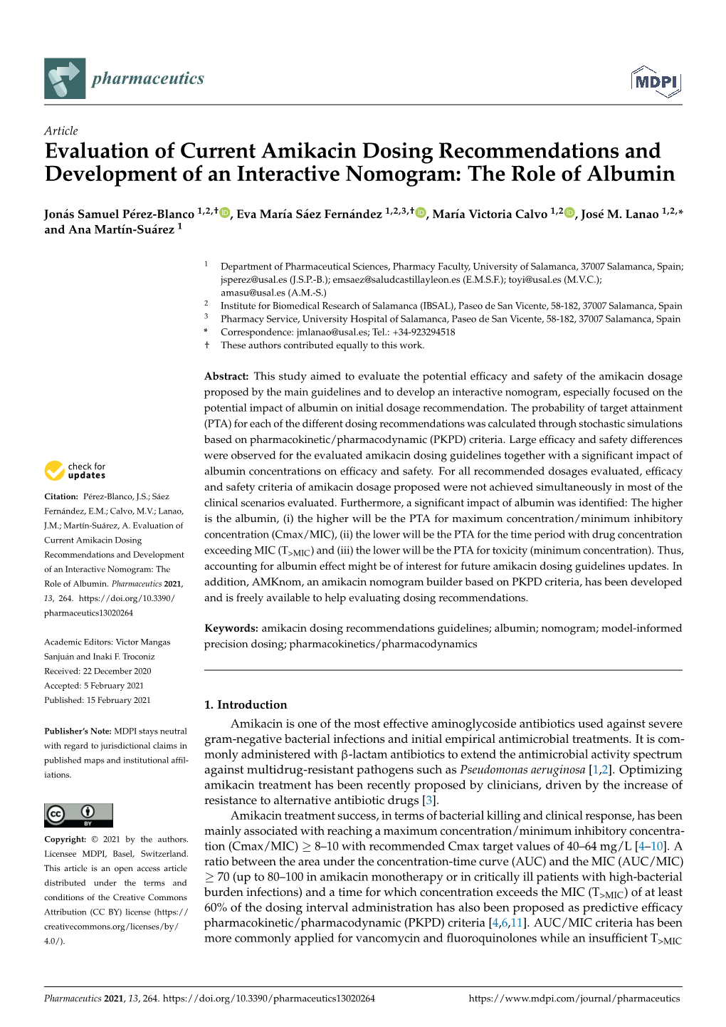 Evaluation of Current Amikacin Dosing Recommendations and Development of an Interactive Nomogram: the Role of Albumin