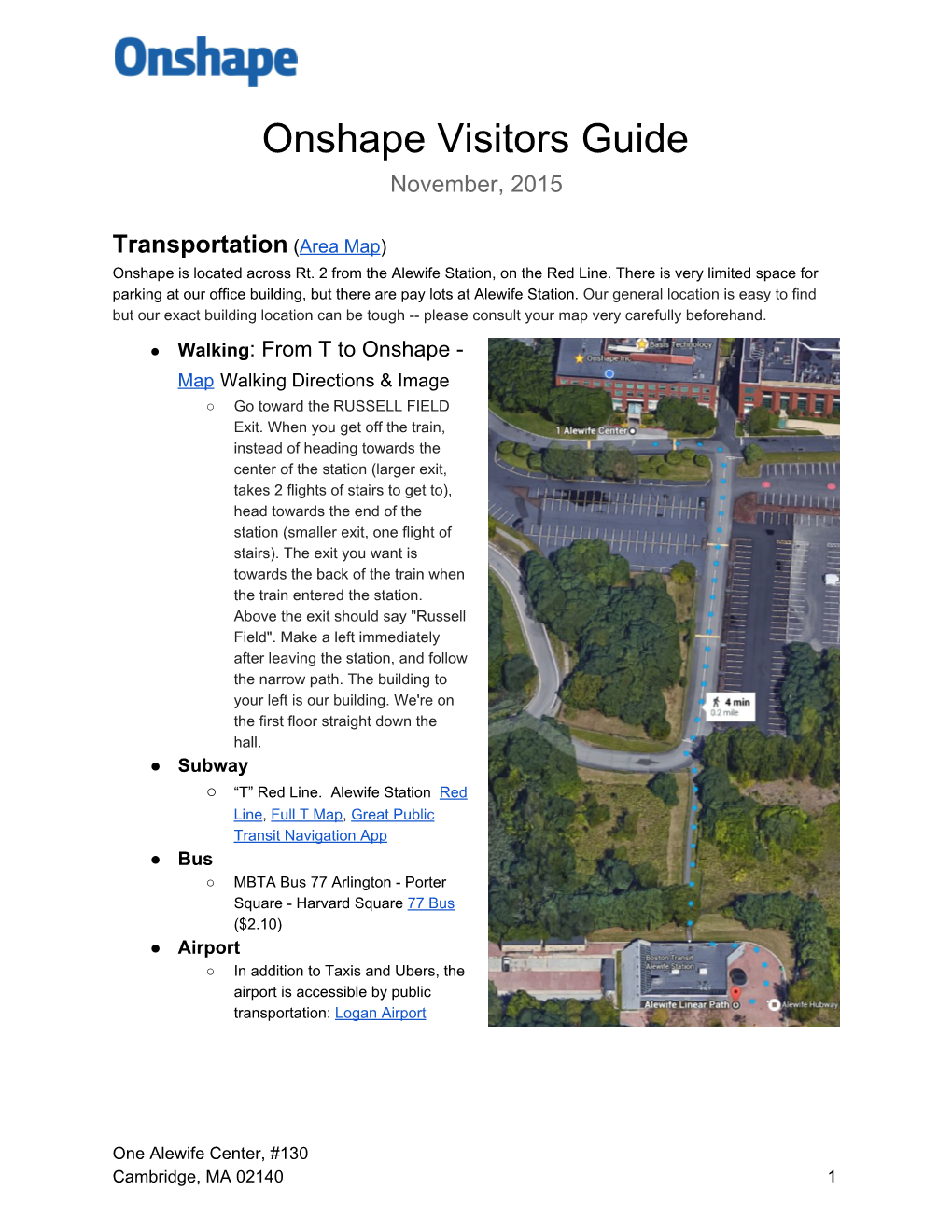 Onshape Visitors Guide November, 2015