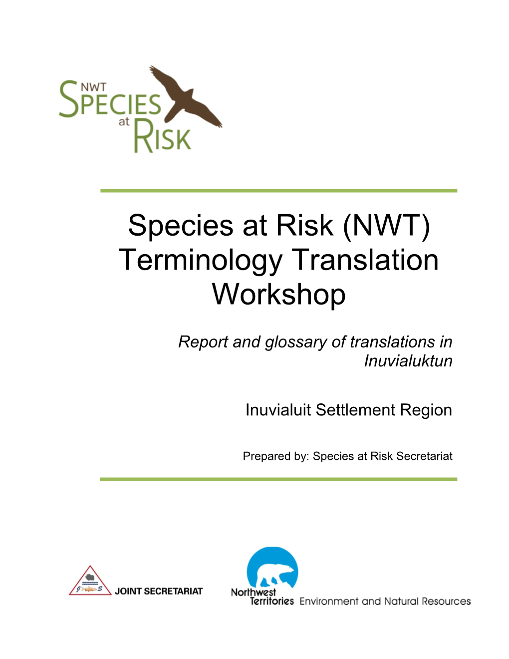 Species at Risk (NWT) Terminology Translation Workshop