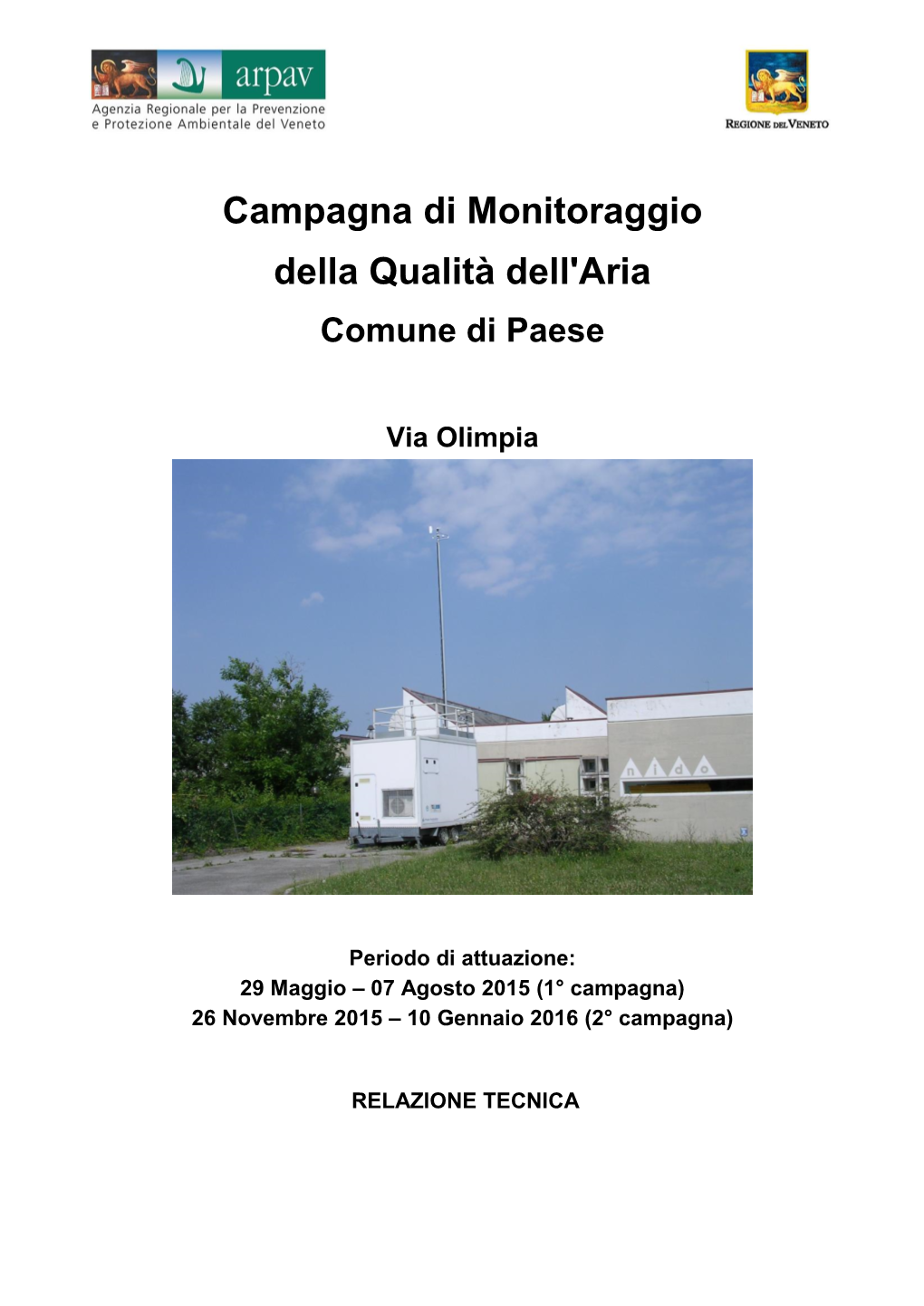 Campagna Di Monitoraggio Della Qualità Dell'aria Comune Di Paese