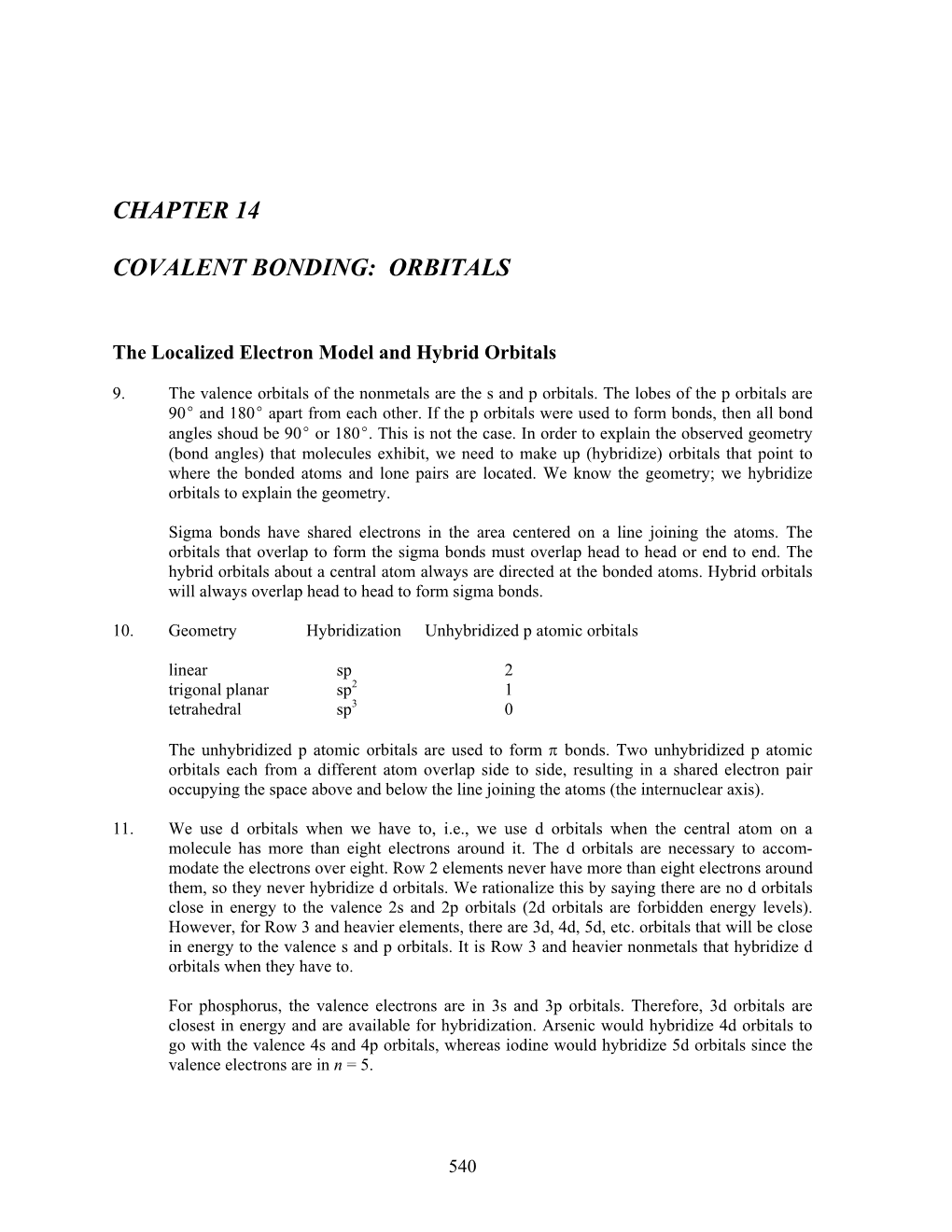 Chapter 14 Covalent Bonding: Orbitals 541