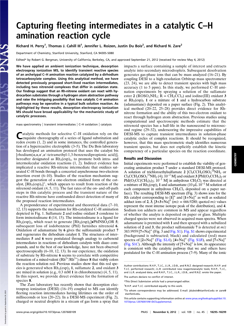 Capturing Fleeting Intermediates in a Catalytic C–H Amination Reaction Cycle