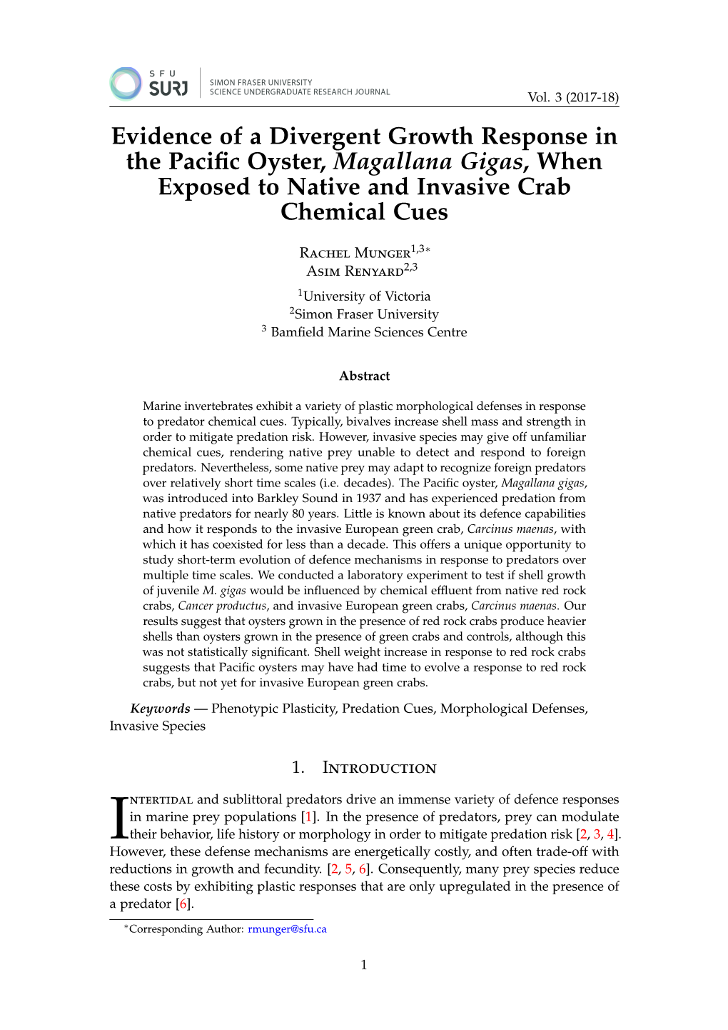 Evidence of a Divergent Growth Response in the Pacific Oyster