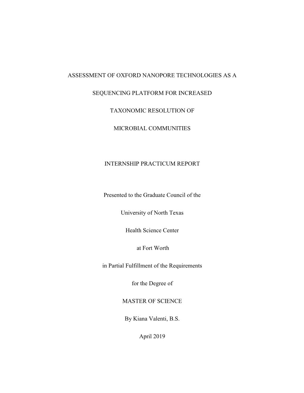 Assessment of Oxford Nanopore Technologies As A