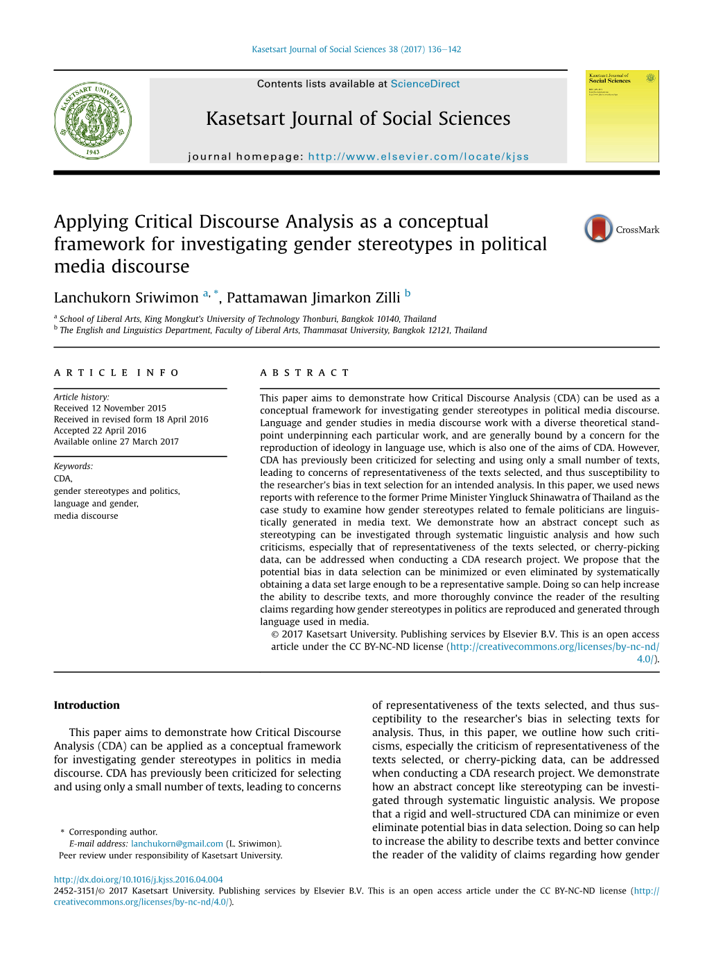 Applying Critical Discourse Analysis As a Conceptual Framework for Investigating Gender Stereotypes in Political Media Discourse