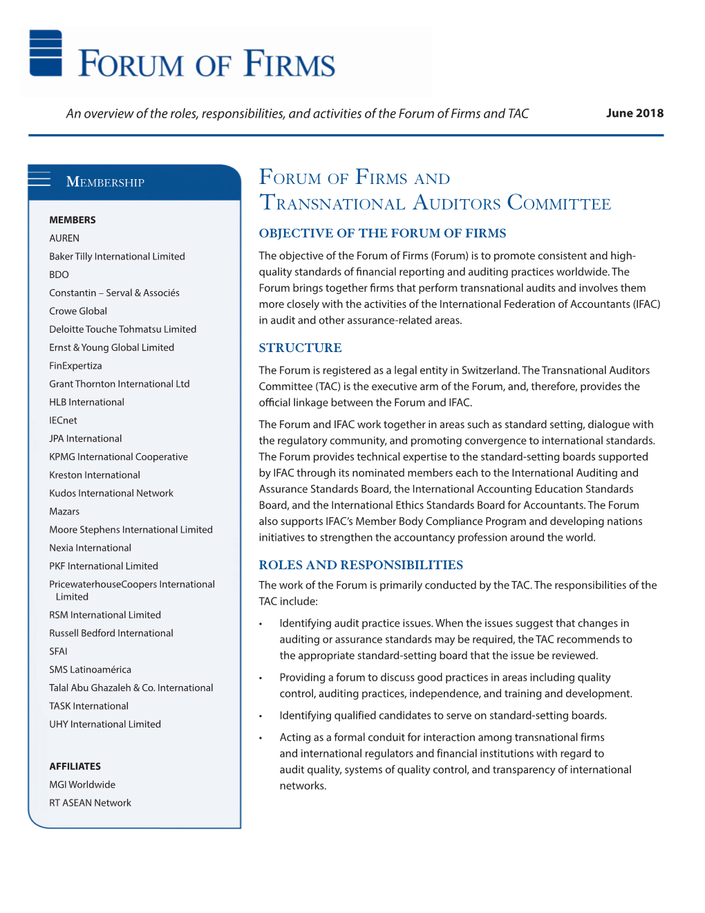 Forum of Firms and Transnational Auditors