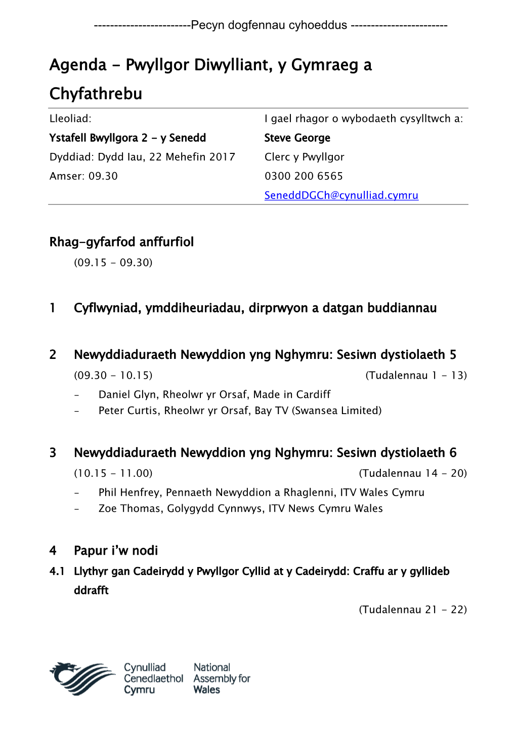 (Public Pack)Agenda Dogfen I/Ar Gyfer Pwyllgor Diwylliant, Y Gymraeg A