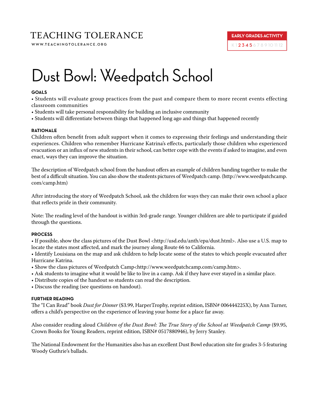 Dust Bowl: Weedpatch School