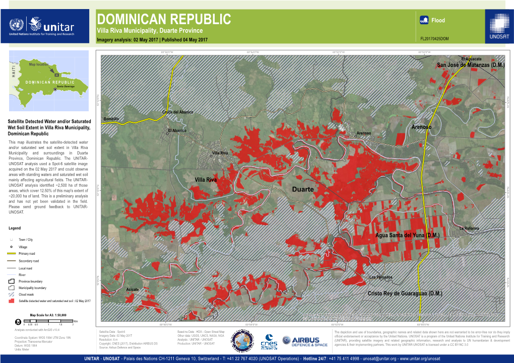 DOMINICAN REPUBLIC AÆ Flood Villa Riva Municipality, Duarte Province Imagery Analysis: 02 May 2017 | Published 04 May 2017 FL20170425DOM