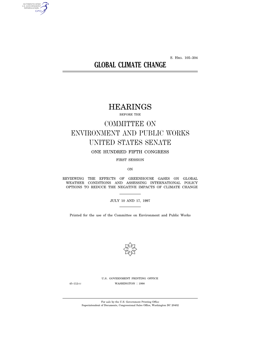 Global Climate Change Hearings Committee On