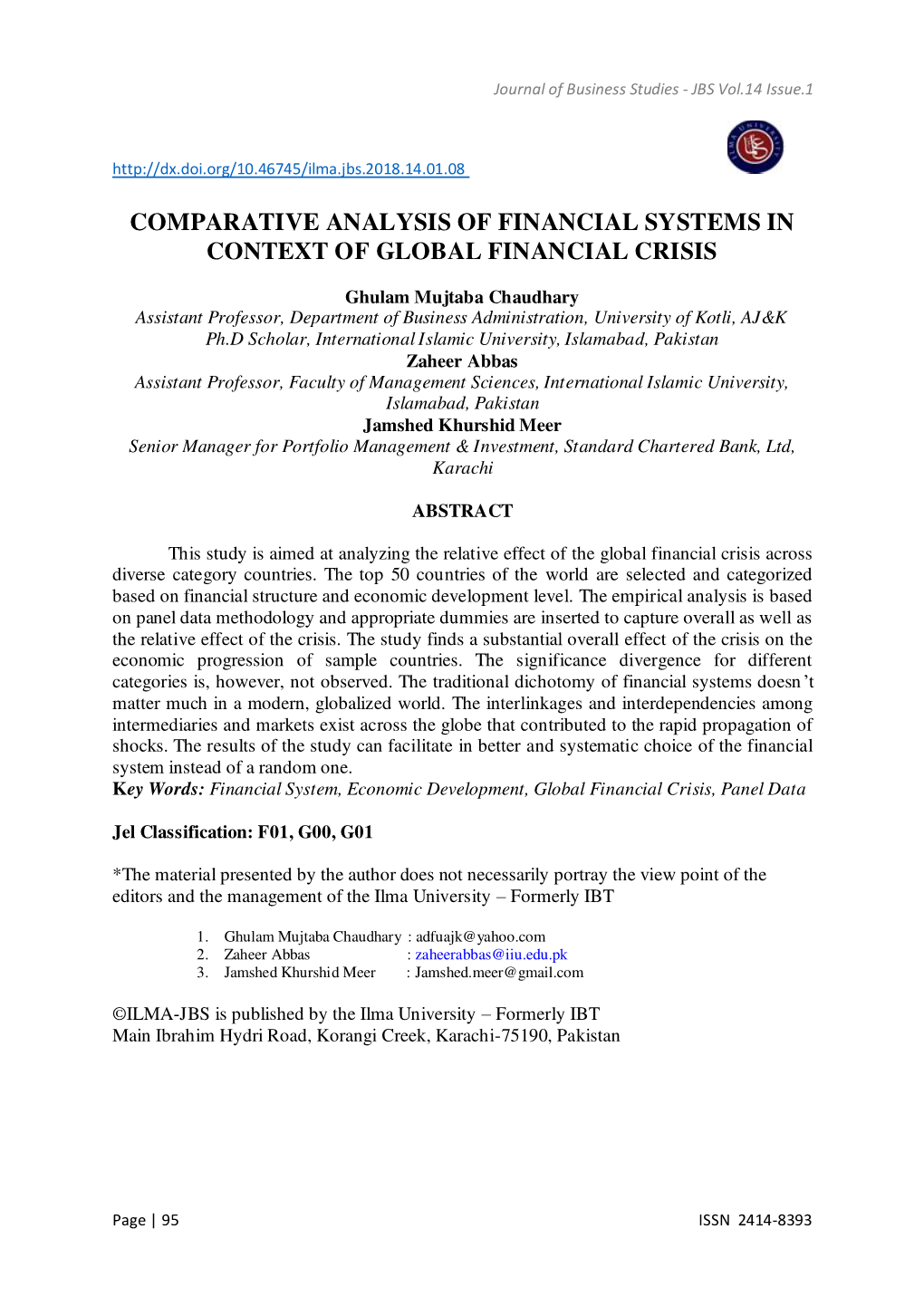 Comparative Analysis of Financial Systems in Context of Global Financial Crisis