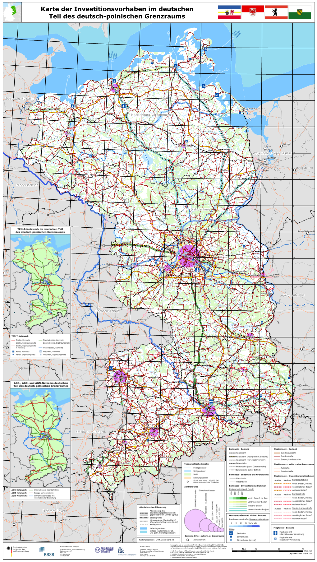 Karte Der Investitionsvorhaben Im Deutschen Teil Des Deutsch-Polnischen Grenzraums