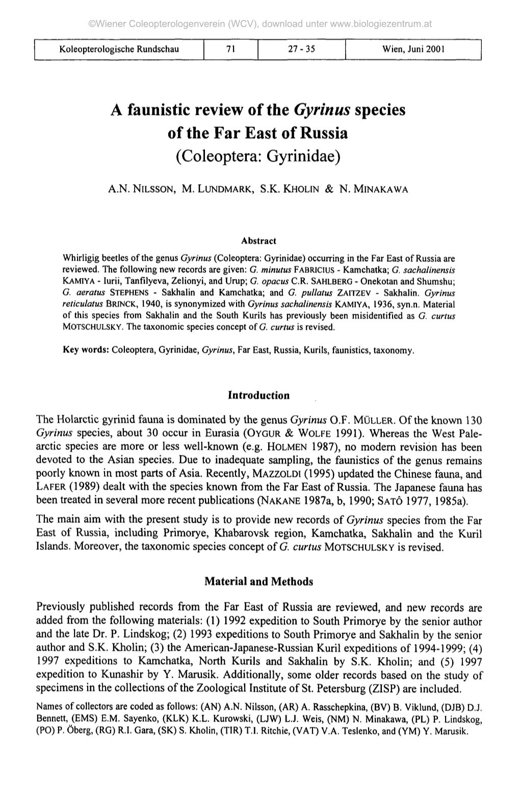 A Faunistic Review of the Gyrinus Species of the Far East of Russia (Coleoptera: Gyrinidae)