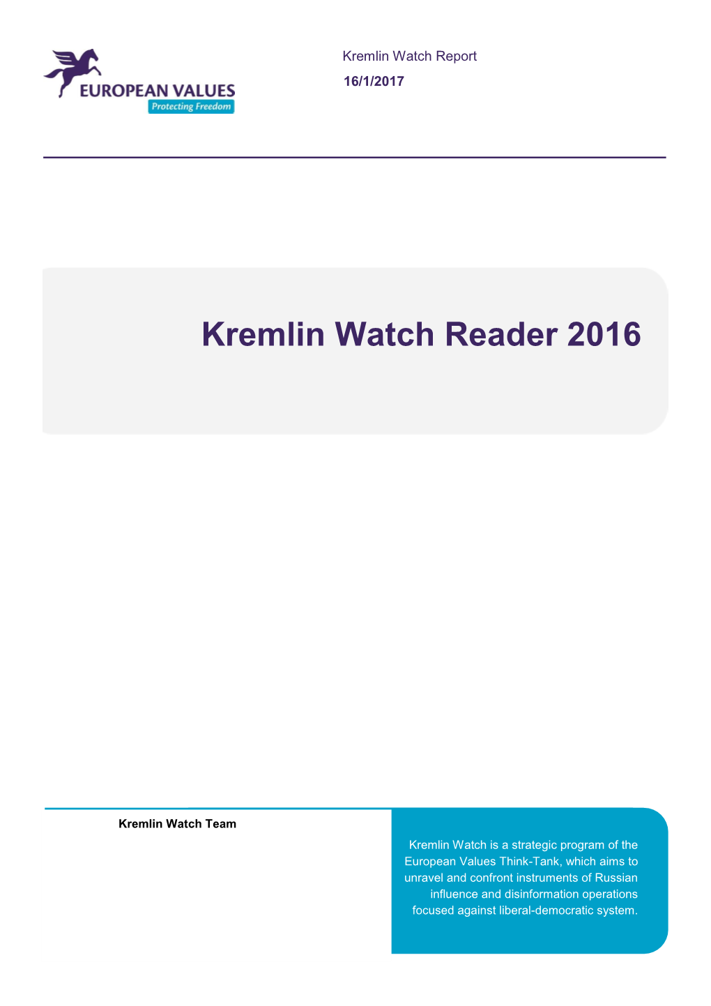 Kremlin Watch Reader 2016