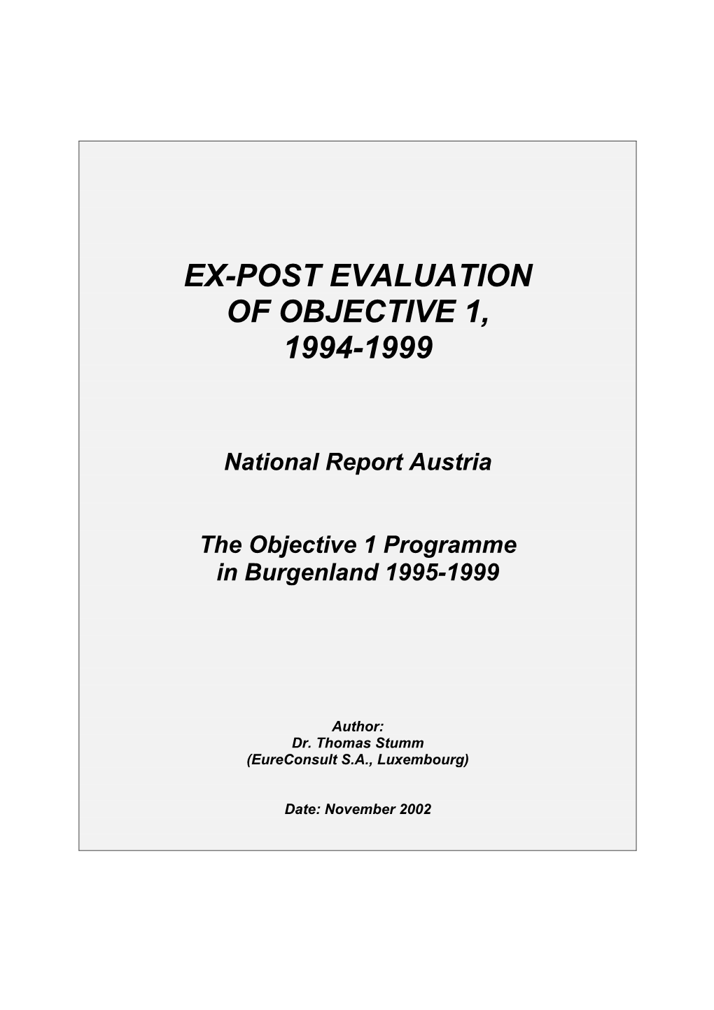 Ex-Post Evaluation of Objective 1, 1994-1999