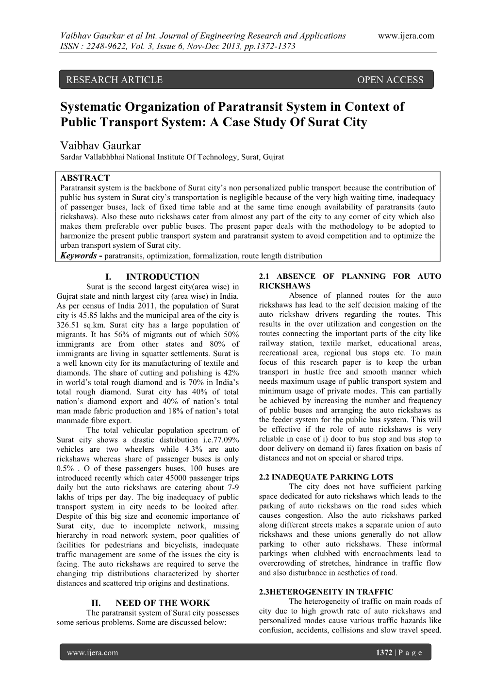 Systematic Organization of Paratransit System in Context of Public Transport System: a Case Study of Surat City
