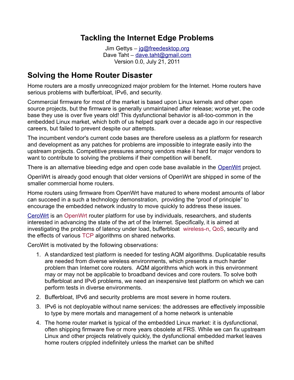 Tackling the Internet Edge Problems Solving the Home Router Disaster