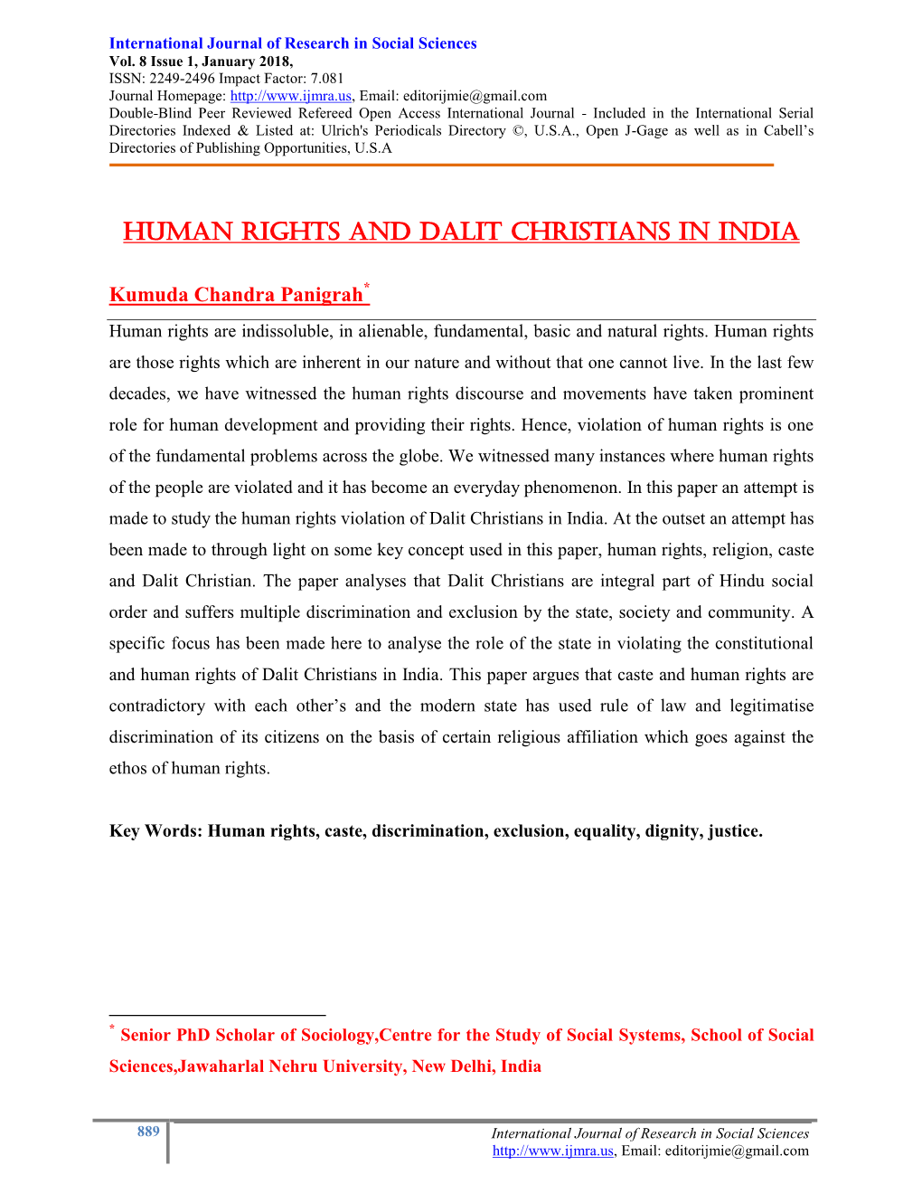 Human Rights and Dalit Christians in India