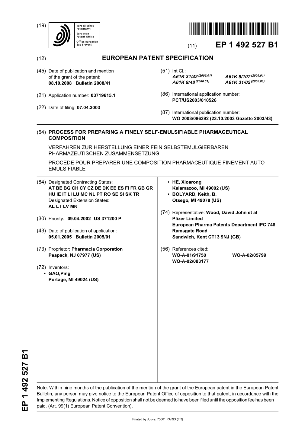 Process for Preparing a Finely Self-Emulsifiable