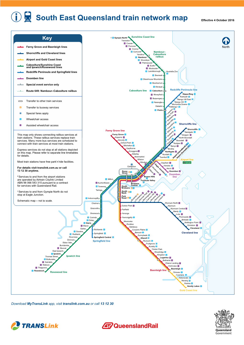 South East Queensland Train Network Map Effective 4 October 2016