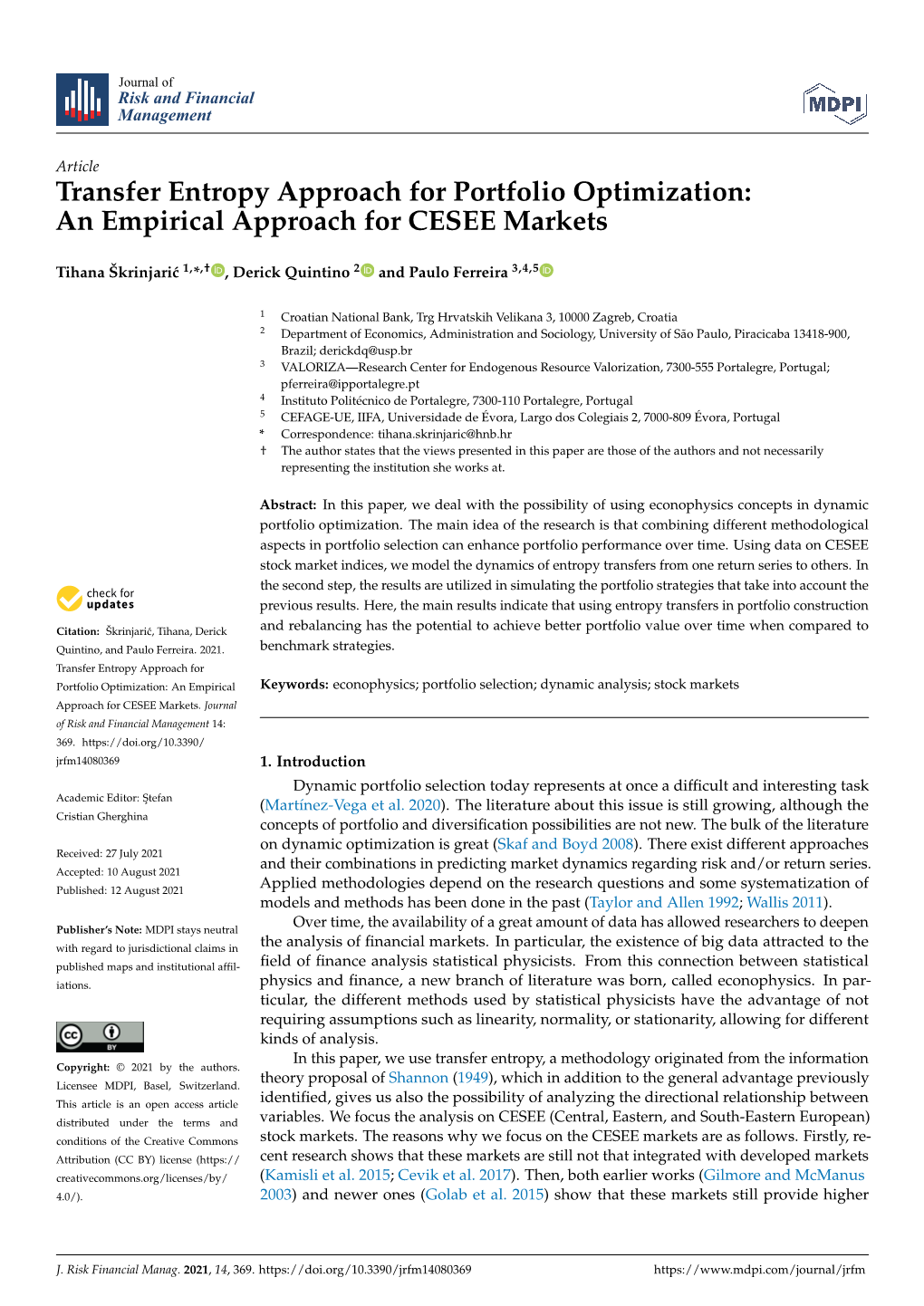 Transfer Entropy Approach for Portfolio Optimization: an Empirical Approach for CESEE Markets