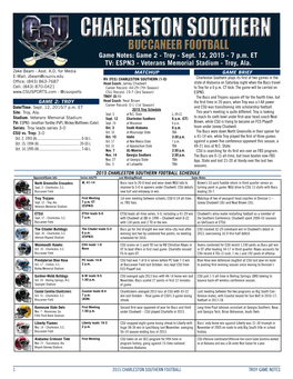 Game Notes: Game 2 - Troy - Sept