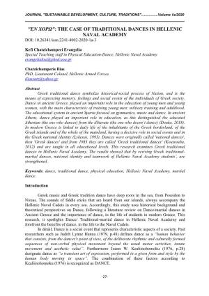 THE CASE of TRADITIONAL DANCES in HELLENIC NAVAL ACADEMY DOI: 10.26341/Issn.2241-4002-2020-1A-3