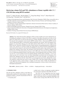 Retrieving Volume Feo and Tio2 Abundances of Lunar Regolith with CE-2 CELMS Data Using BPNN Method
