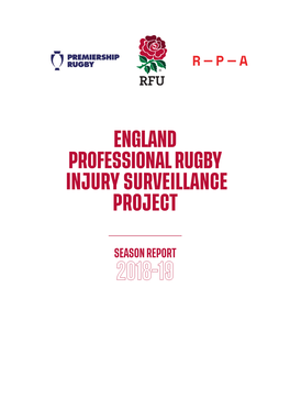 England Professional Rugby Injury Surveillance Project