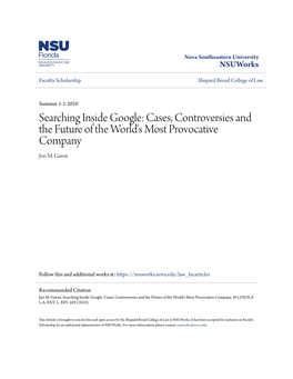 Searching Inside Google: Cases, Controversies and the Future of the World's Most Provocative Company Jon M