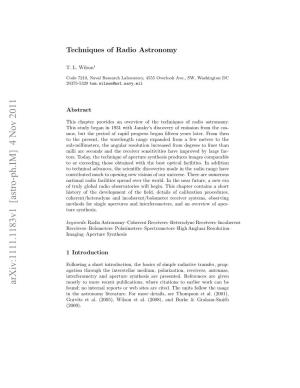 Techniques of Radio Astronomy