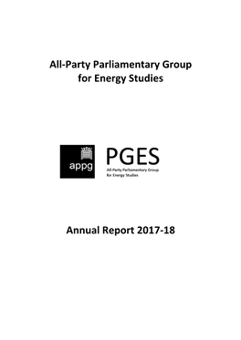 All-Party Parliamentary Group for Energy Studies Annual Report