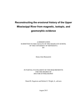 Reconstructing the Erosional History of the Upper Mississippi River from Magnetic, Isotopic, and Geomorphic Evidence