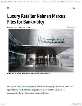 Luxury Retailer Neiman Marcus Files for Bankruptcy – Commercial