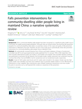 Falls Prevention Interventions for Community-Dwelling Older People